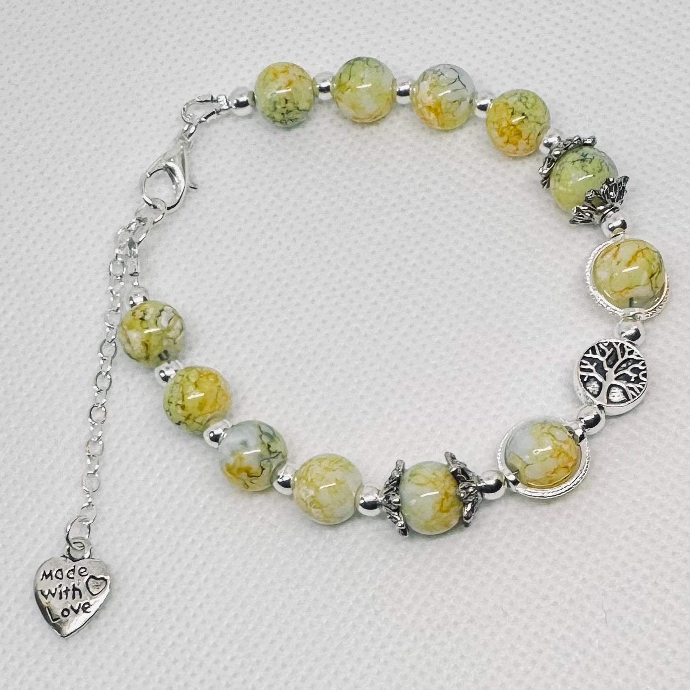 Armbånd i gul knust jade - Livets tre