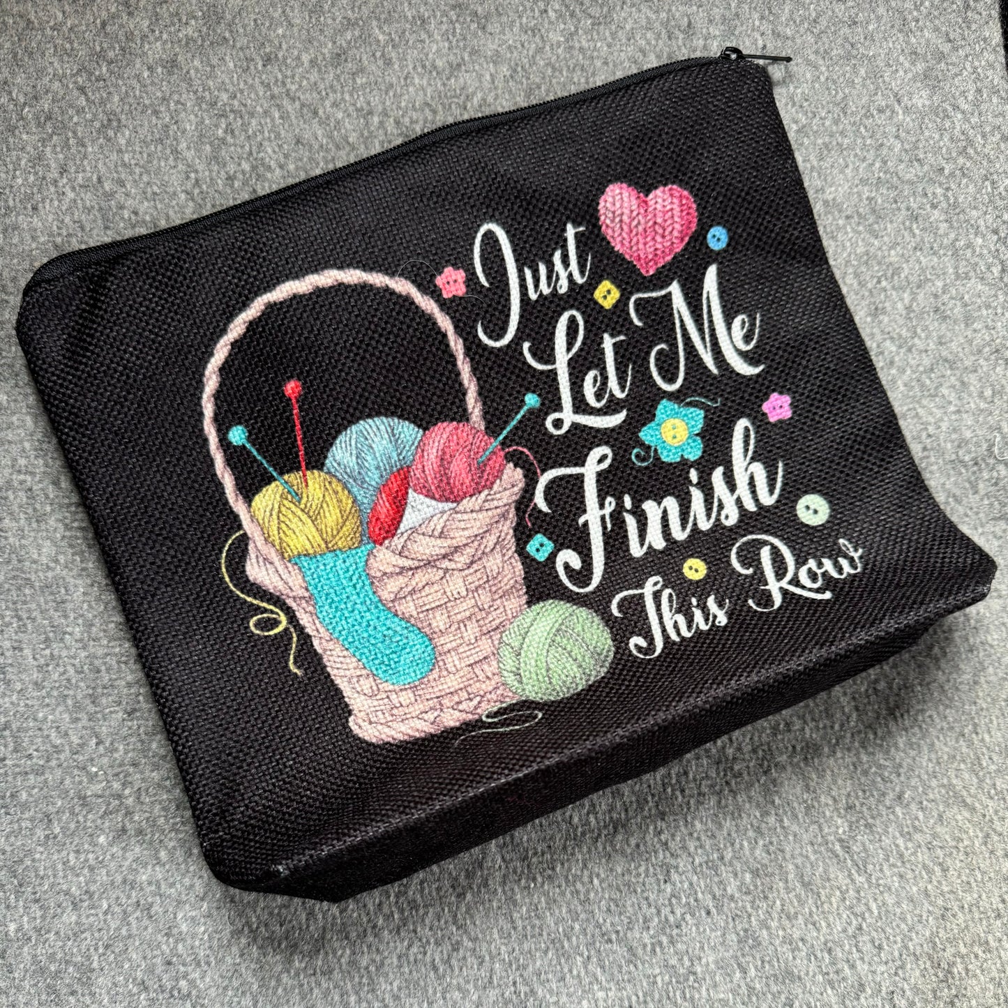 Strikkeveske med tekst