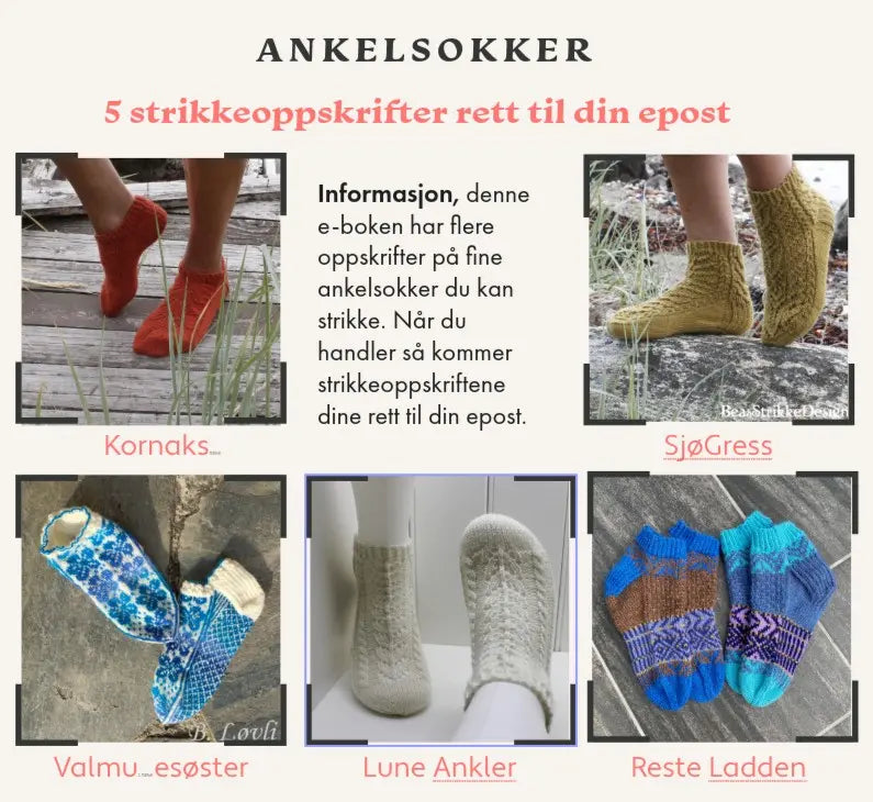 E-bok med 5 strikkeoppskrifter