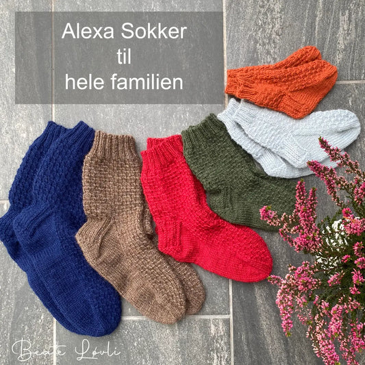 Alexa sokker i strukturstrikk i ulike størrelser