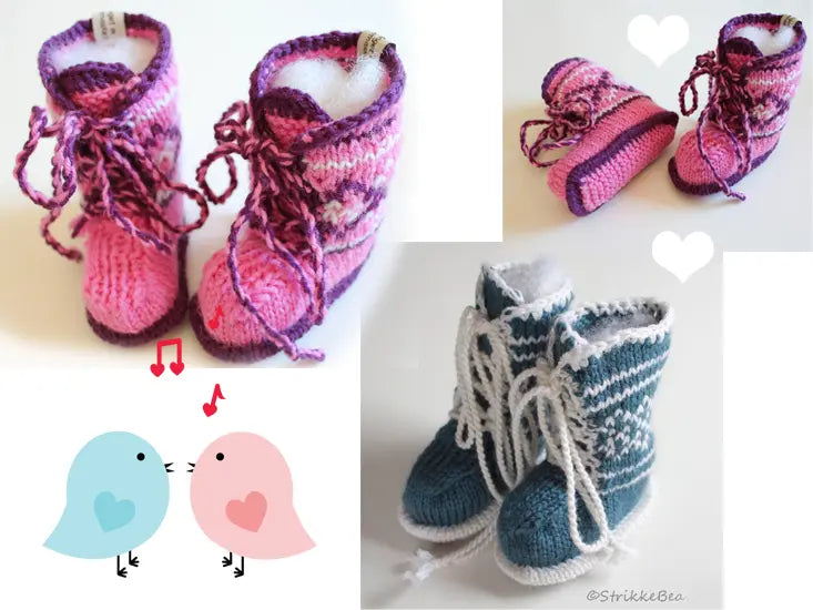 Babybooties med snøring visning av to ulike farger