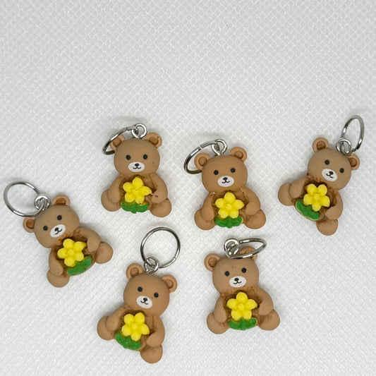 Maskemarkør - Bamse med gul blomst