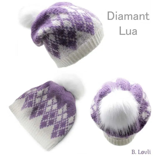 Diamant Lue  vist fra ulike vinkler på modell og liggende flatt på bordet