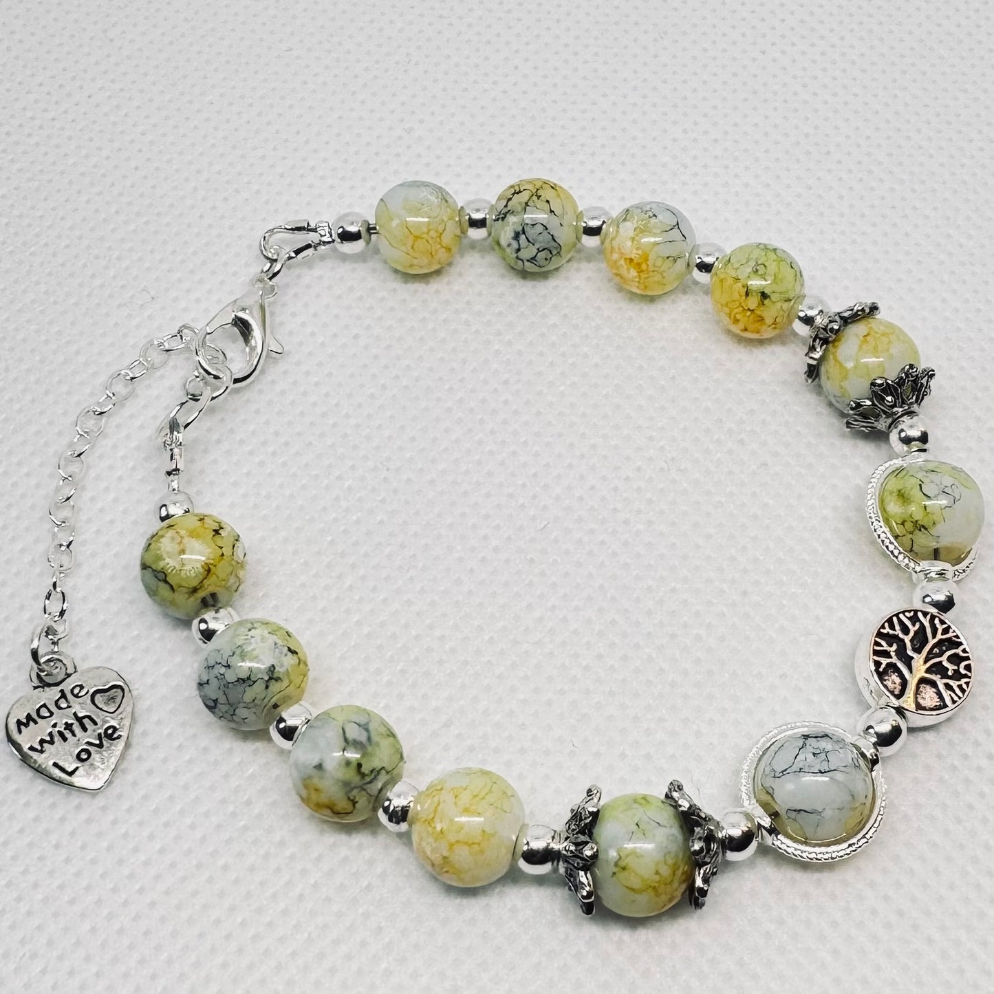 Armbånd i gul knust jade - Livets tre