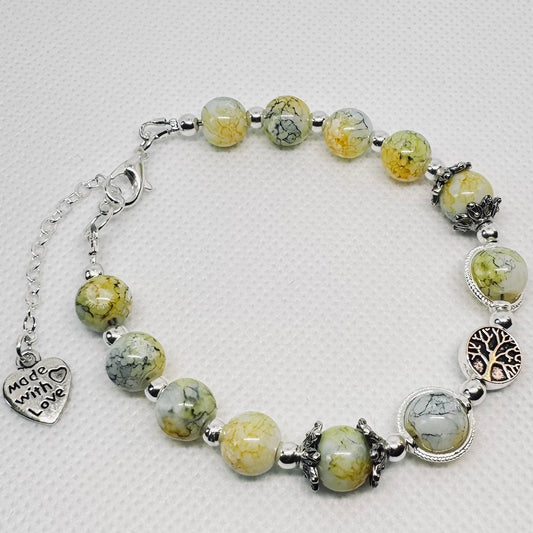 Armbånd i gul knust jade - Livets tre