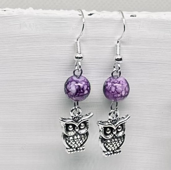 Ugle ørepynt med knust jade