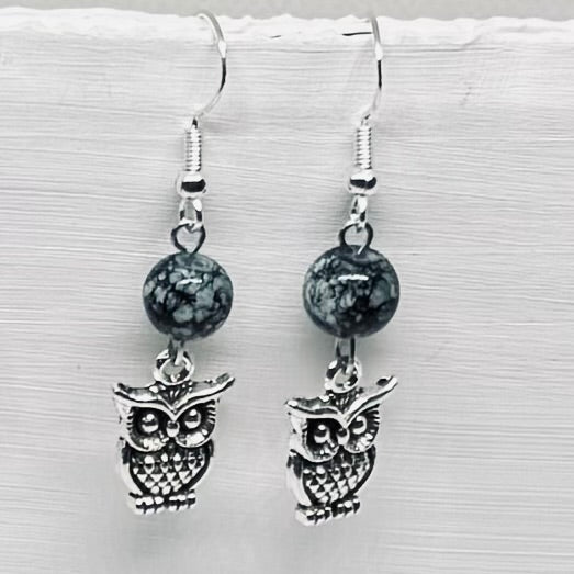 Ugle ørepynt med knust jade