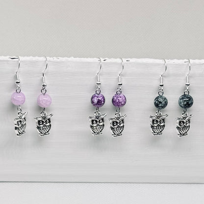 Ugle ørepynt med knust jade