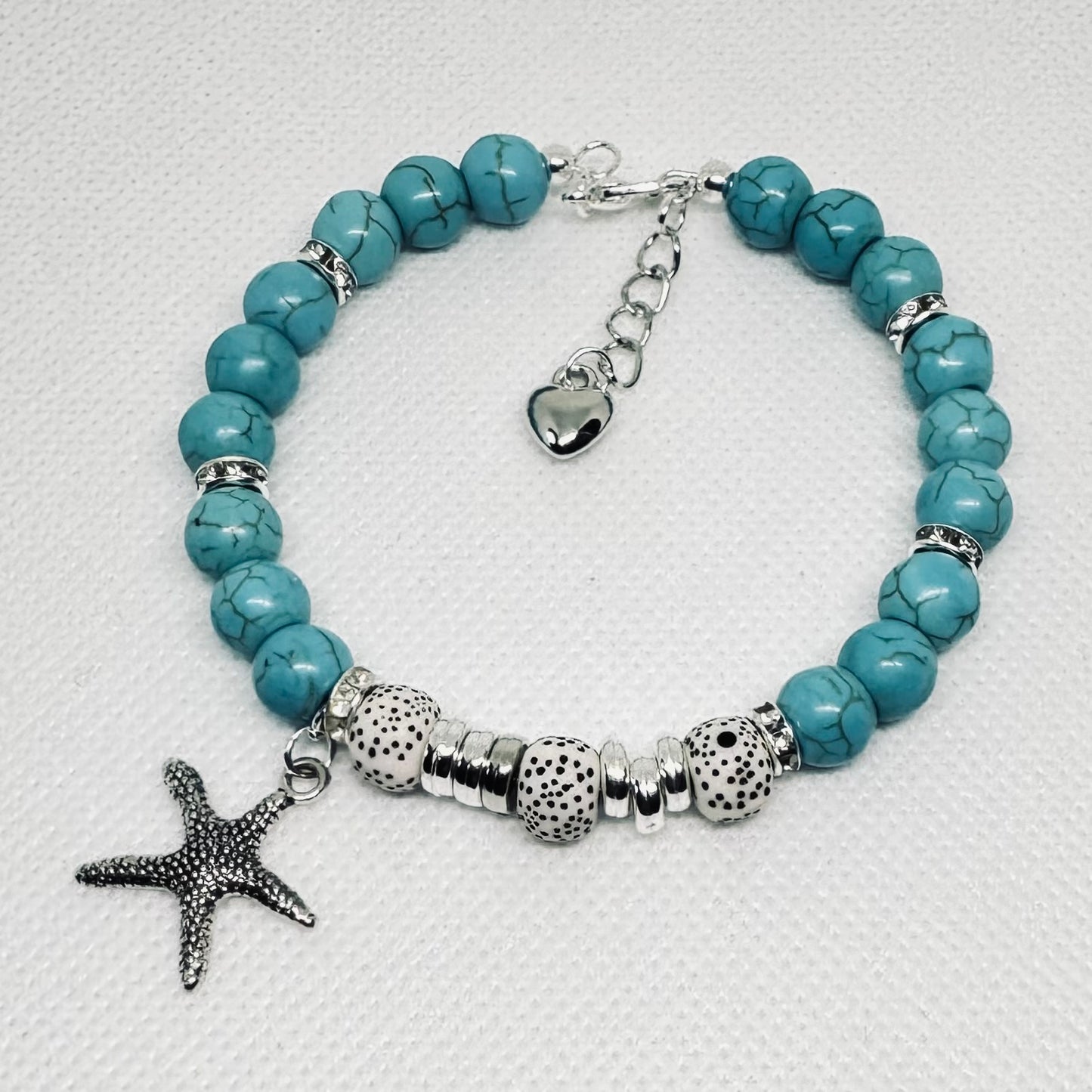 Bohemisk armbånd i turkis med sjøstjerne