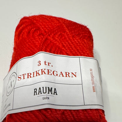 Rauma 3-tråds strikkegarn - Rød 50g