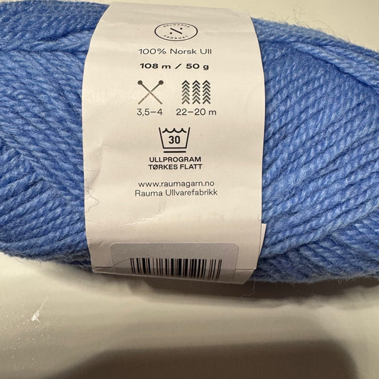 Rauma 3-tråds strikkegarn - Himmelblå 50g