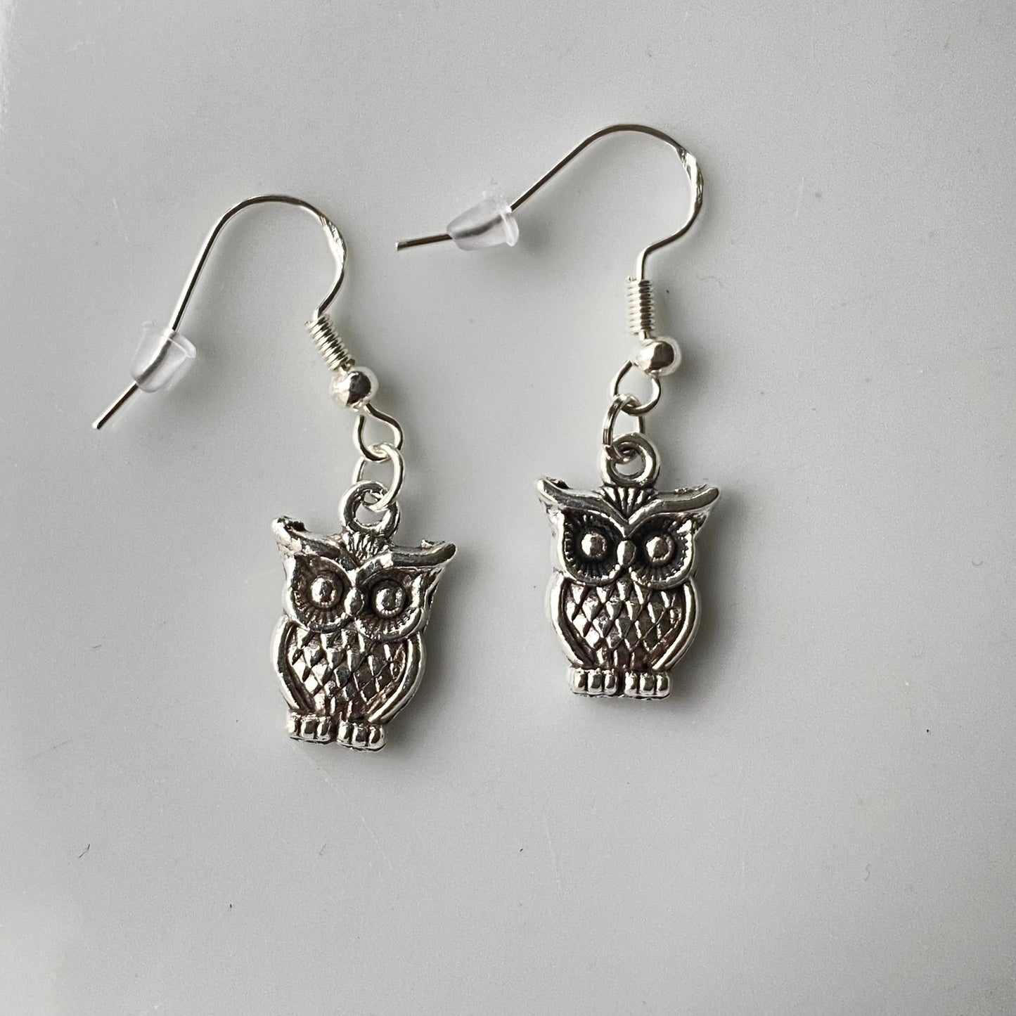 Ugle ørepynt sølvfarget
