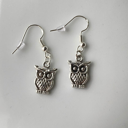 Ugle ørepynt sølvfarget