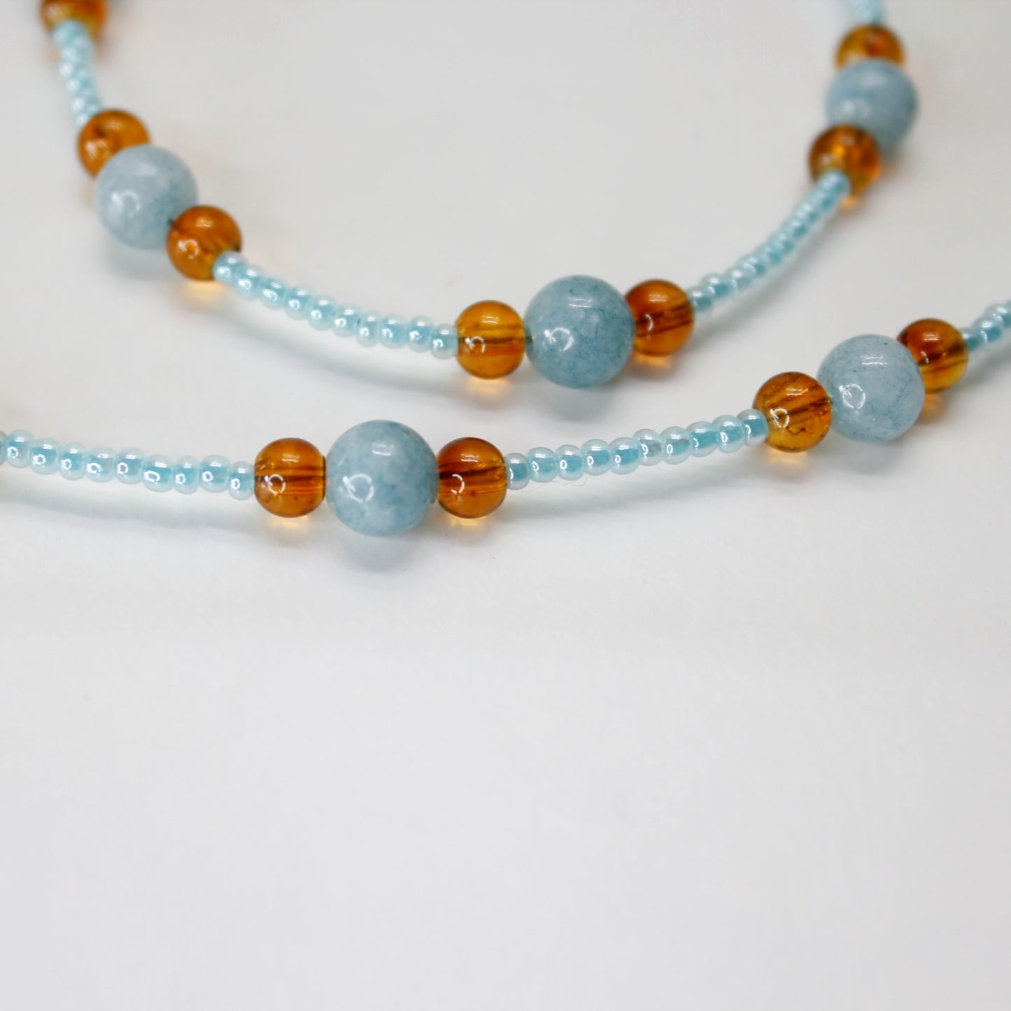 Smykkesett - Turkis og ravfarget