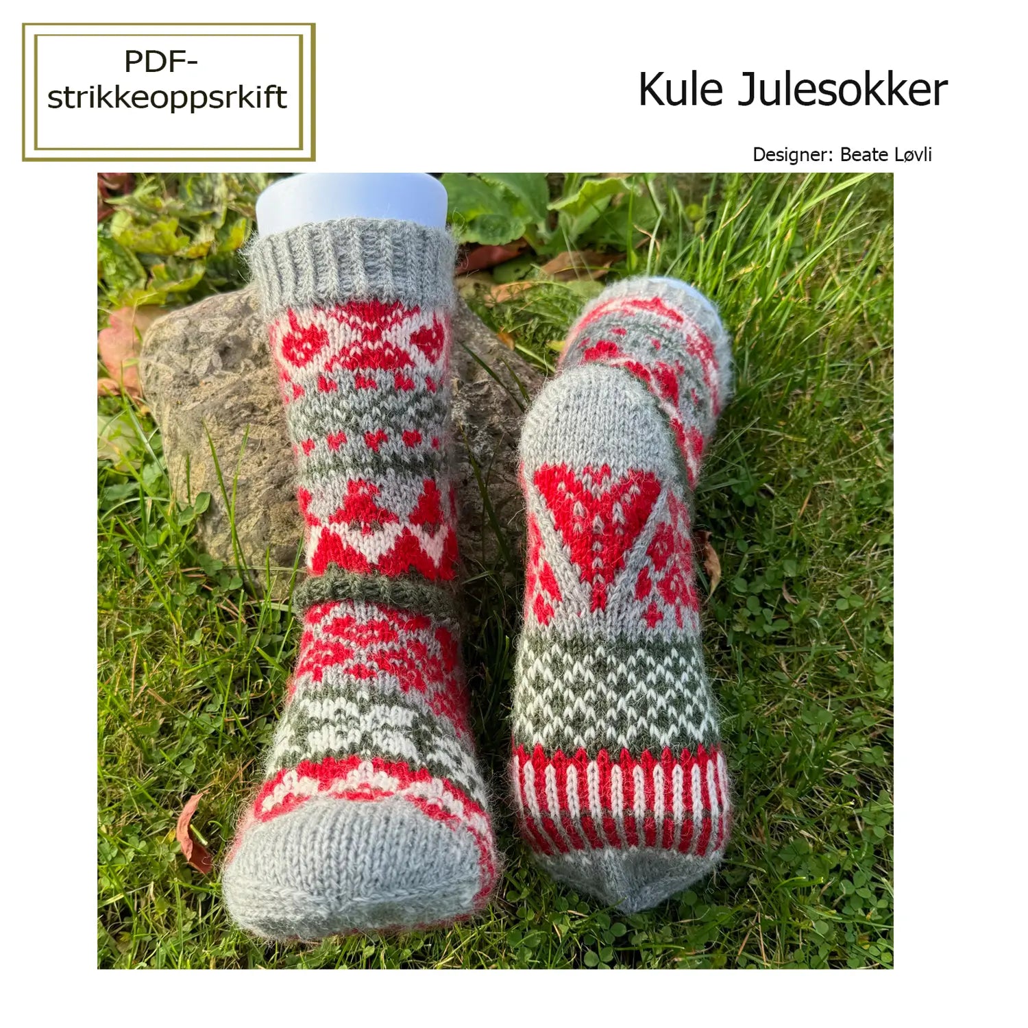 Kule Julesokker viser strikkeoppskriftens forside