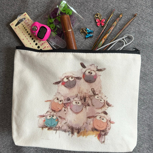 Strikkeveske med sau Hvit