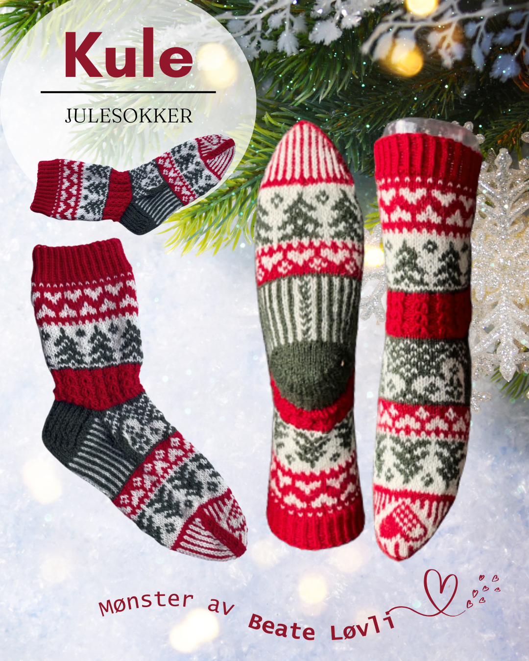 Mysteriestrikk kule julesokker fra 2023. Sokker med julemotiv og julefarger