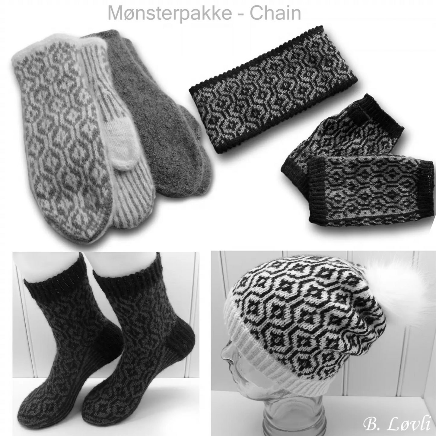 Chain mønsterpakke vist i sorthvitbilde