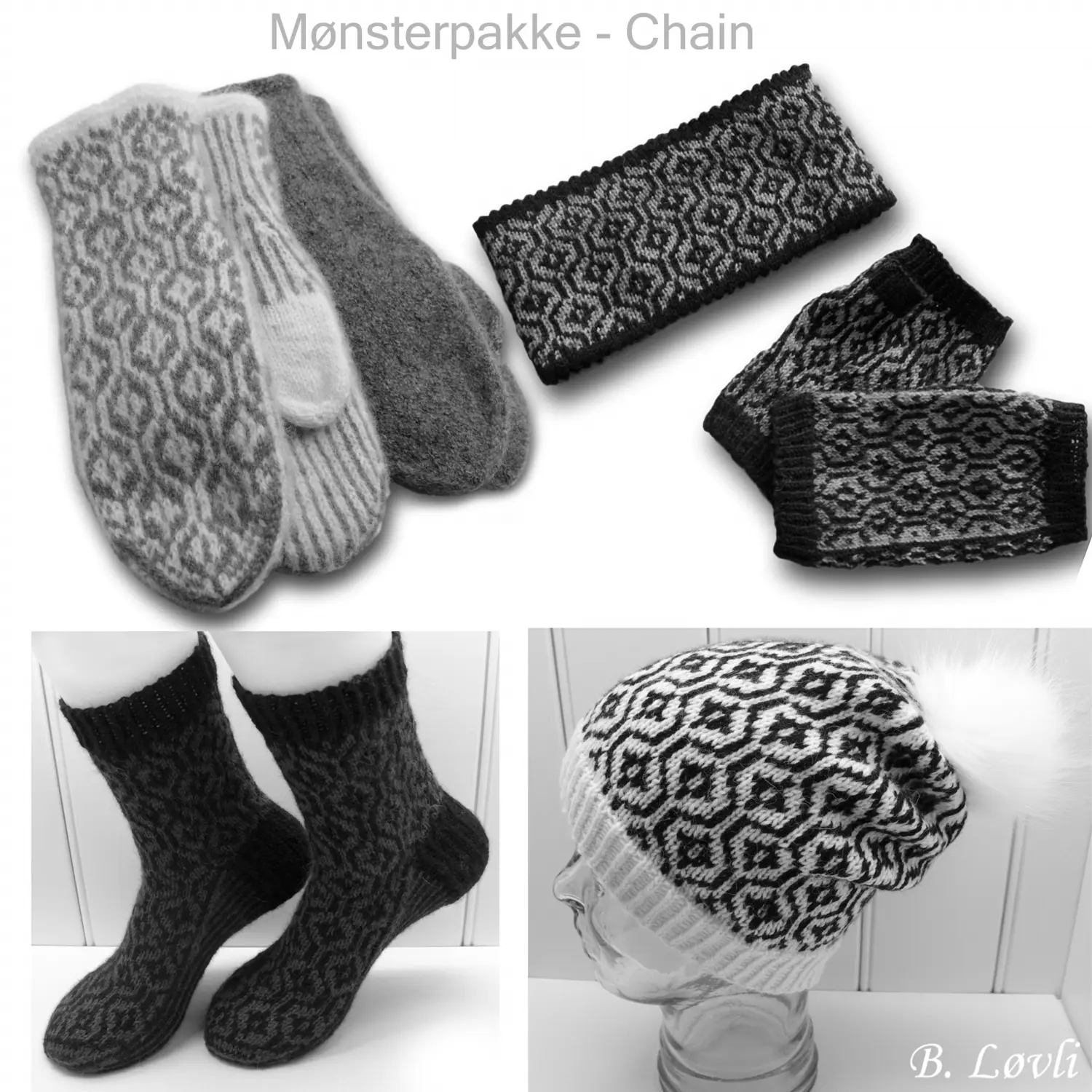 Chain mønsterpakke vist i sorthvitbilde